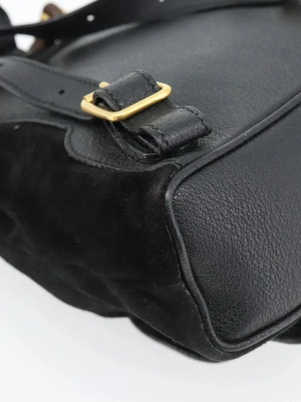 GUCCI Bamboo Backpack Suede Leather Black Auth BA6791